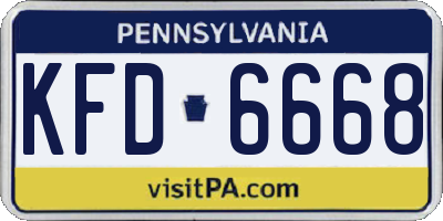 PA license plate KFD6668