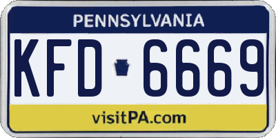 PA license plate KFD6669