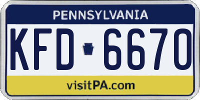 PA license plate KFD6670