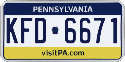 PA license plate KFD6671