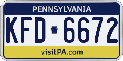 PA license plate KFD6672
