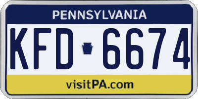 PA license plate KFD6674