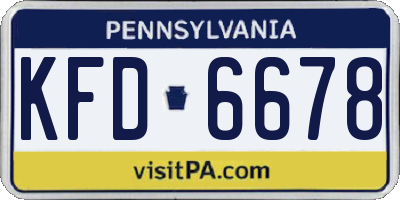 PA license plate KFD6678