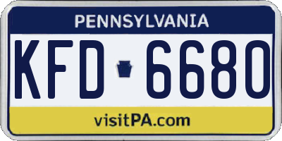 PA license plate KFD6680