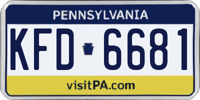 PA license plate KFD6681