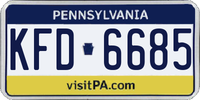 PA license plate KFD6685