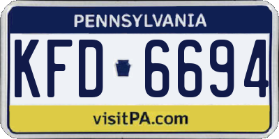 PA license plate KFD6694