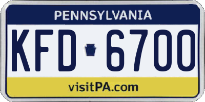 PA license plate KFD6700