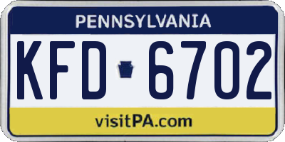 PA license plate KFD6702
