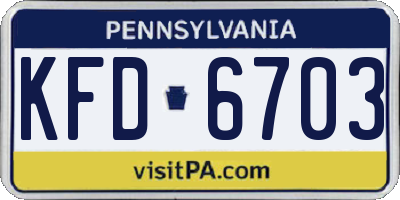 PA license plate KFD6703