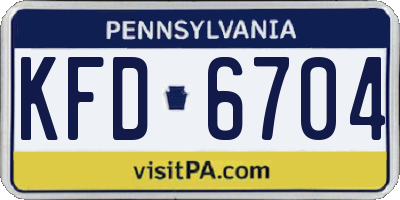 PA license plate KFD6704