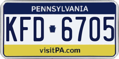 PA license plate KFD6705