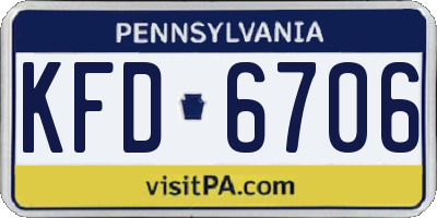 PA license plate KFD6706