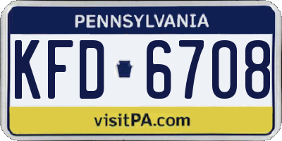 PA license plate KFD6708