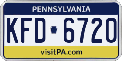 PA license plate KFD6720