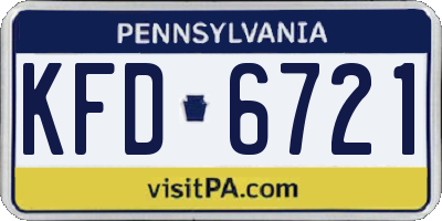 PA license plate KFD6721