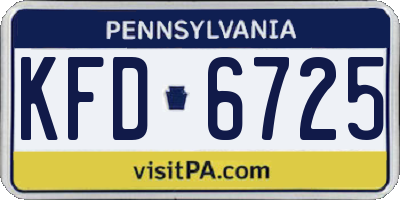 PA license plate KFD6725