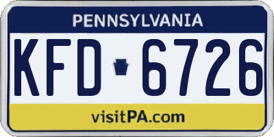 PA license plate KFD6726