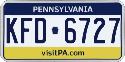 PA license plate KFD6727