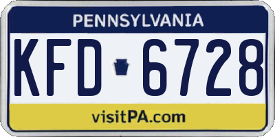PA license plate KFD6728