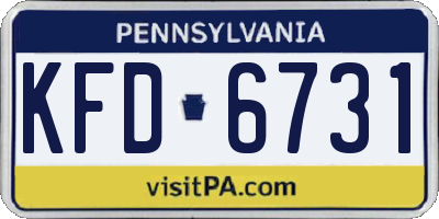 PA license plate KFD6731
