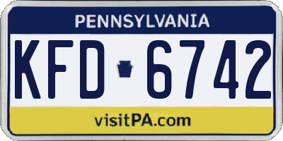 PA license plate KFD6742