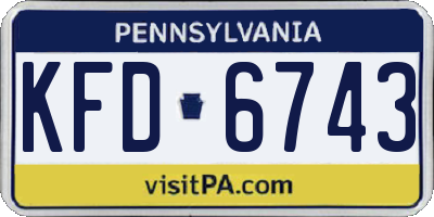 PA license plate KFD6743