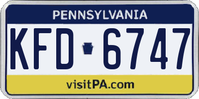 PA license plate KFD6747