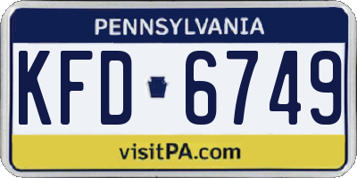PA license plate KFD6749