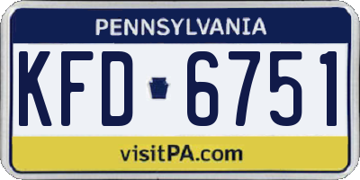 PA license plate KFD6751