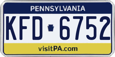 PA license plate KFD6752