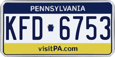 PA license plate KFD6753