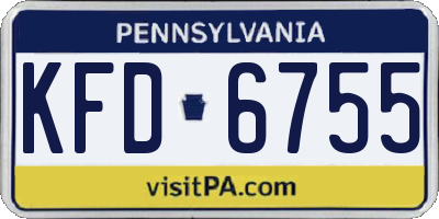 PA license plate KFD6755