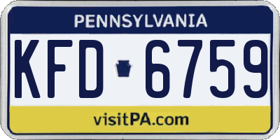 PA license plate KFD6759