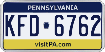 PA license plate KFD6762
