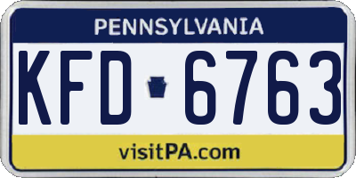 PA license plate KFD6763