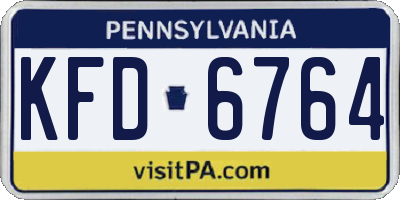 PA license plate KFD6764