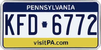 PA license plate KFD6772