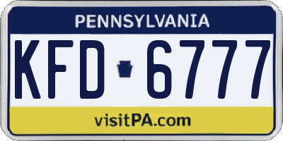 PA license plate KFD6777