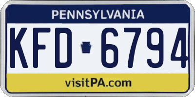 PA license plate KFD6794