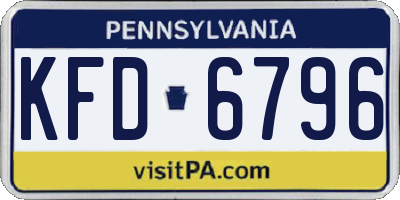 PA license plate KFD6796