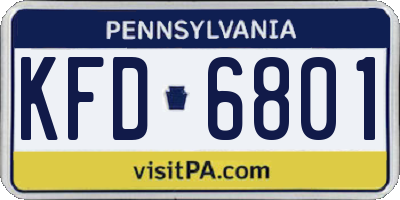 PA license plate KFD6801