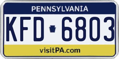 PA license plate KFD6803