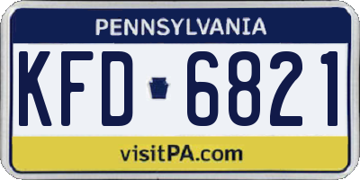 PA license plate KFD6821
