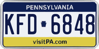 PA license plate KFD6848