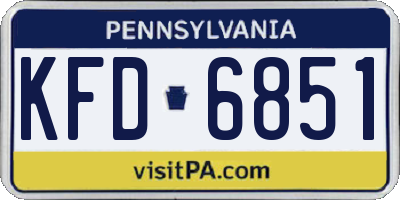 PA license plate KFD6851