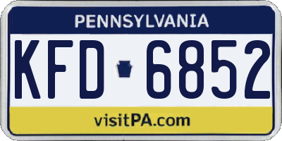PA license plate KFD6852