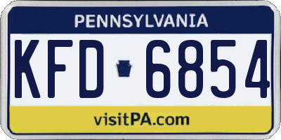 PA license plate KFD6854