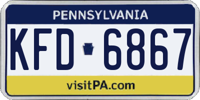 PA license plate KFD6867