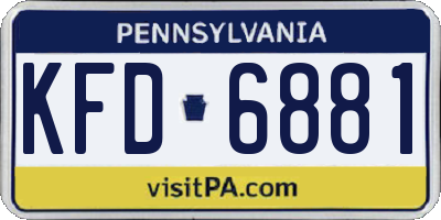 PA license plate KFD6881